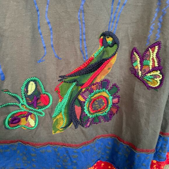 Kessley Skirt Whimsical Embroidery Peasant Style Boho-Chic Blue Red Small - Picture 5 of 10